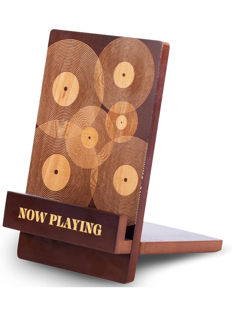 YelaJoy Now Playing Vinyl Record Stand, Stylish Vinyl Holder & Display for Albums, Premium Classic Wood with Engraved Design, Record Holder Stand & Accessories - Image 1